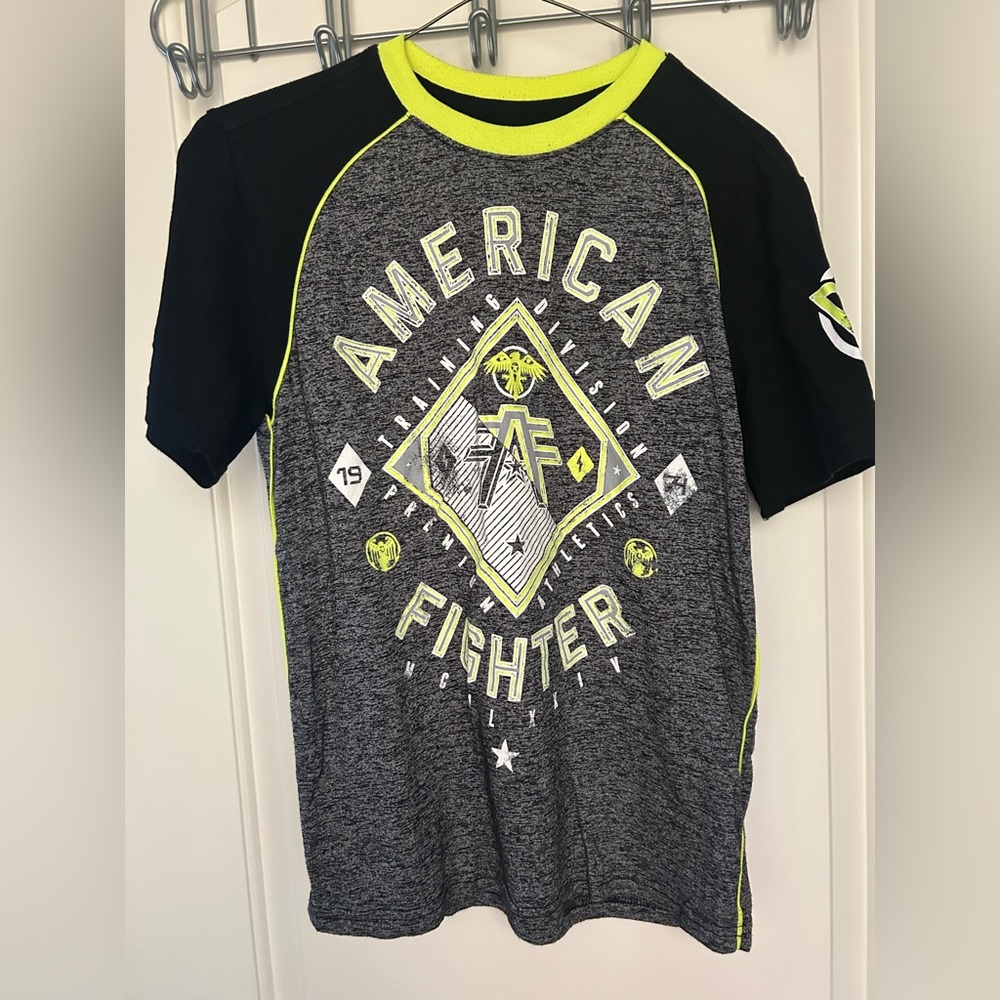 American Fighter Tee-YLG-Black, Gray, Neon Yellow